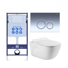 Комплект инсталляции с подвесным унитазом AQUATEK с сиденьем и кнопкой SET AQUATEK ДИВА-018 4в1